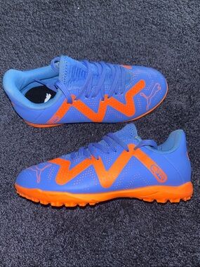 Puma Electric Blue with Bright Orange Turf Cleats